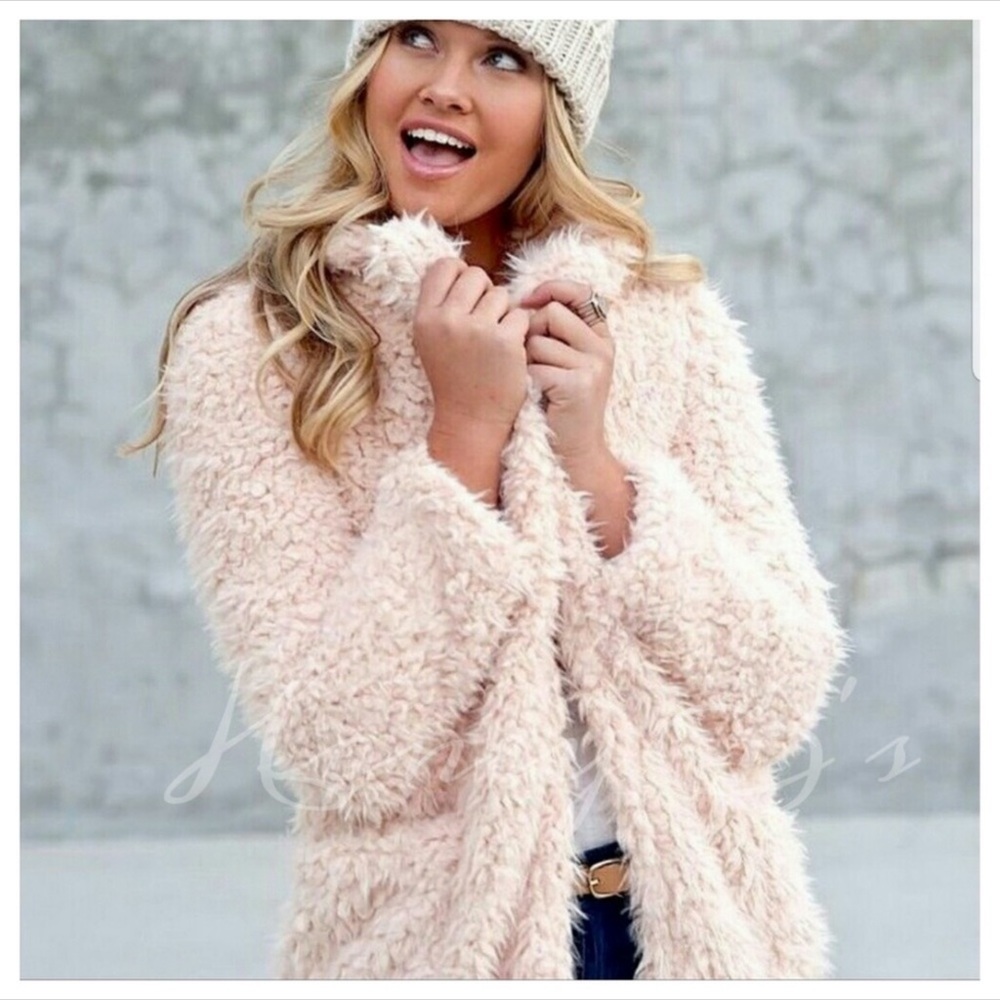 Pink Super Plush Faux Fur Jacket - Picture 2 of 4